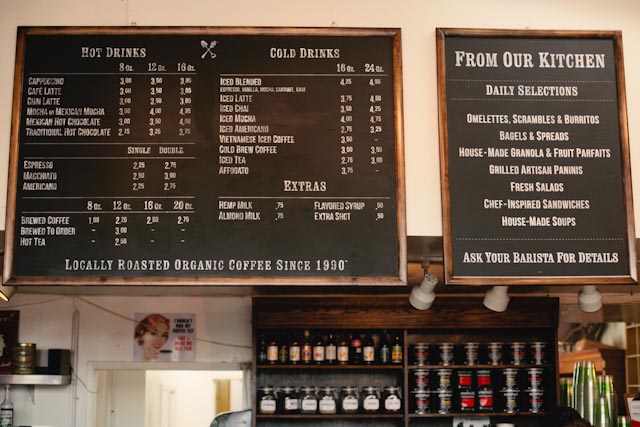 Groundwork coffee menu