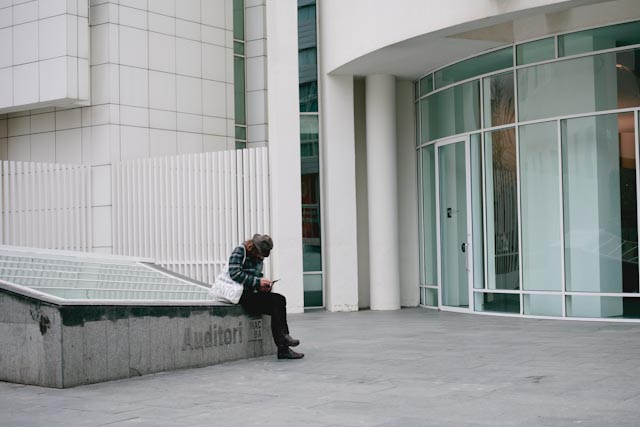 Hat guy at Macba's back door - The cat, you and us