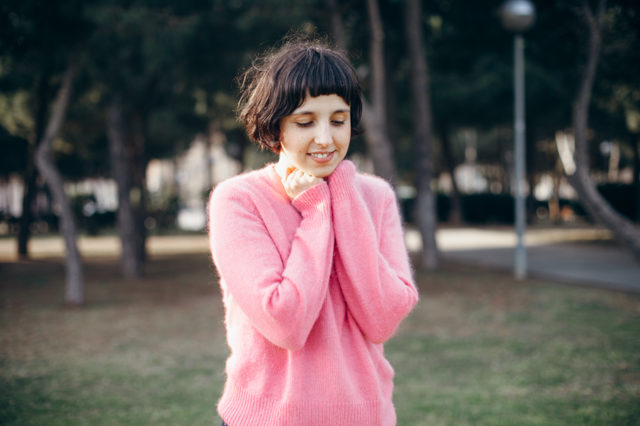 chilly spring with a pink topshop fluffy sweater - The cat, you and us