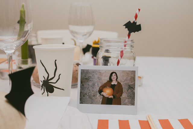 Halloween party table decor - The cat, you and us