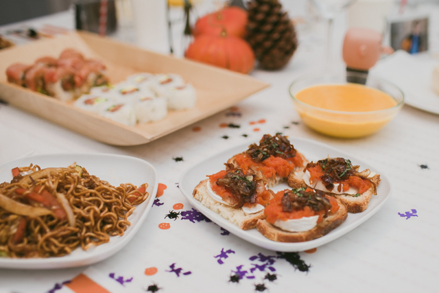 Halloween party table decor - The cat, you and us