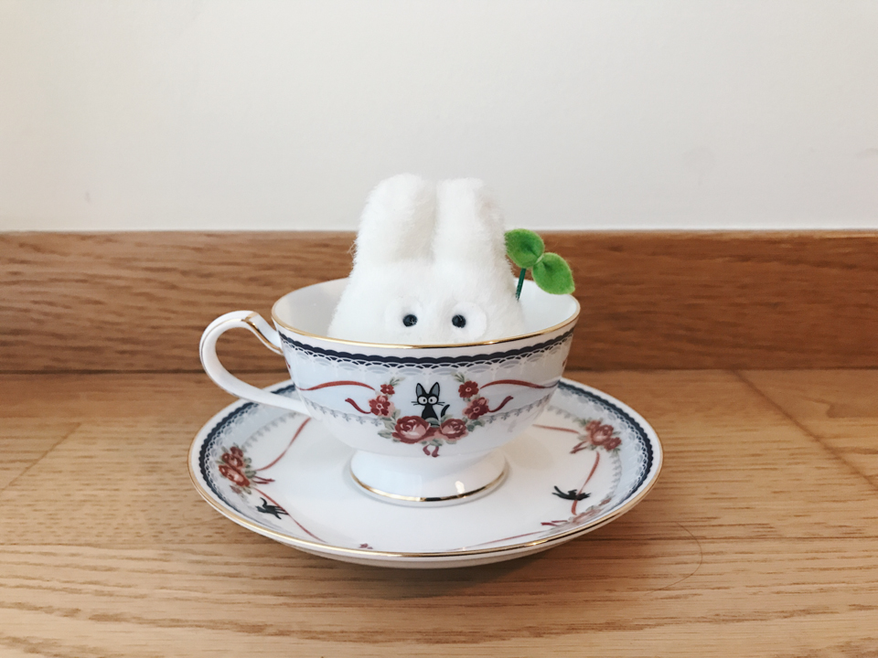 Chibi Totoro inside Kiki's Delivery service tea cup - The cat, you and us