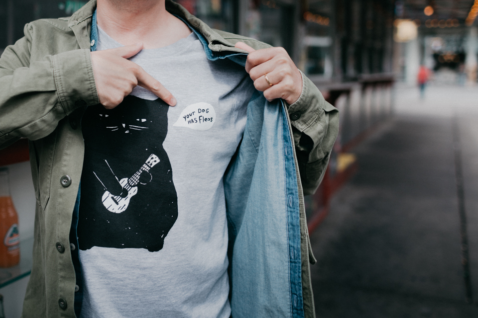 Cat with an ukelele t-shirt outfit - The cat, you and us