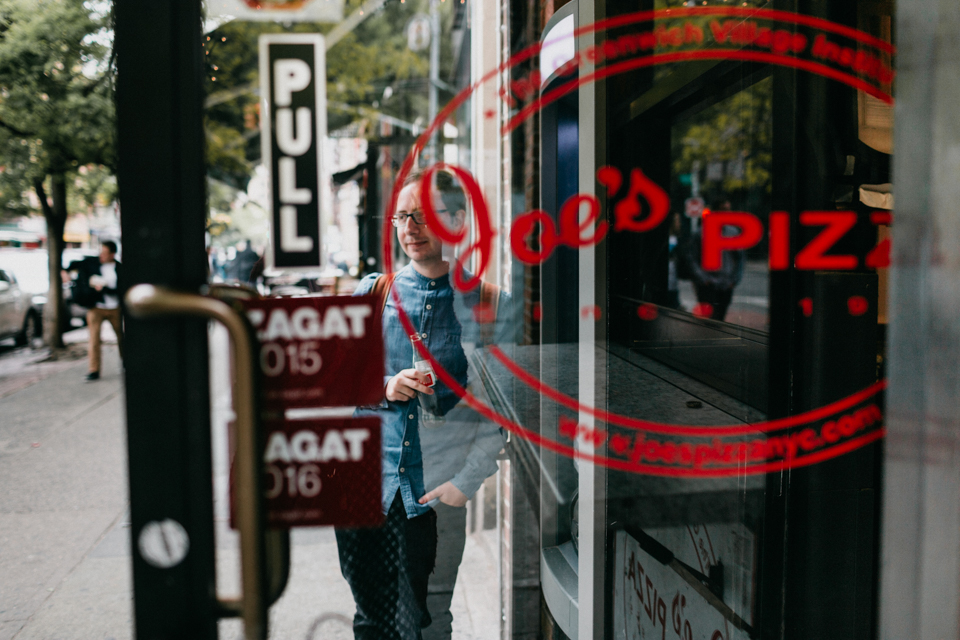 Joe's Pizza Carmine Street NYC - The cat, you and us