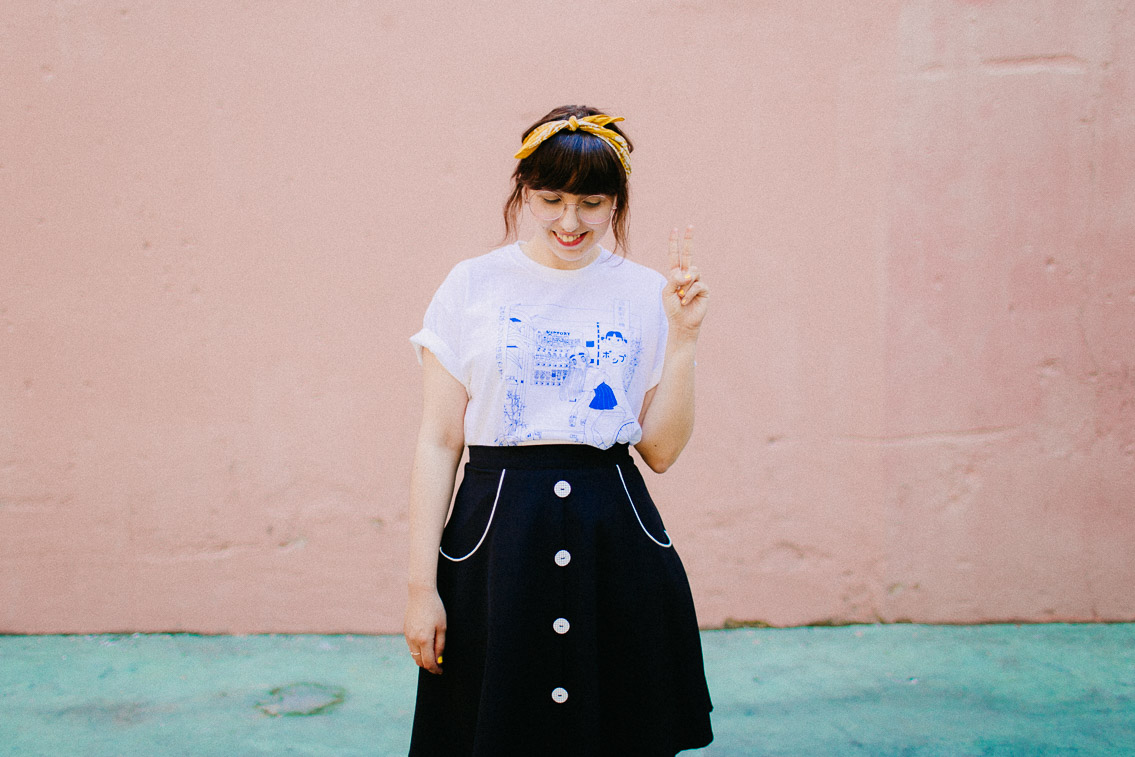 Japanese vending machine t-shirt outfit - The cat, you and us