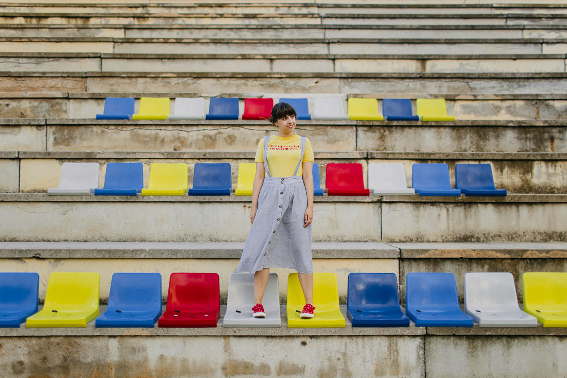 Birthday colorful chairs stadium Barcelona - The cat, you and us